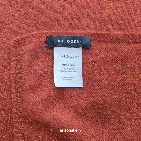 NWOT Halogen Cashmere Wrap Scarf Redwood and Natural Oatmeal Color - Picture 4 of 11